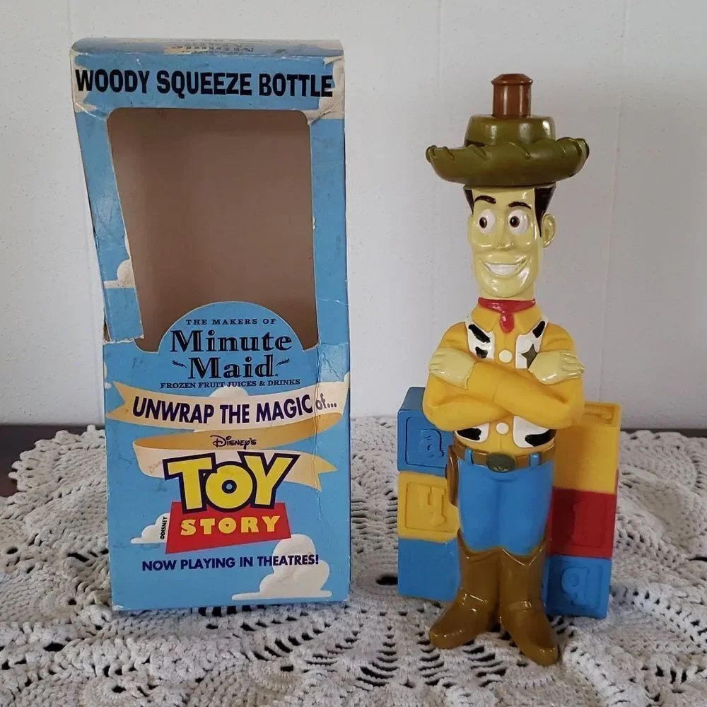 Vintage Minute Maid Toy Story Woody Squeeze Bottle Original Box Dated 1995